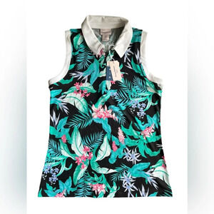 Tommy Bahama NWT Tropical Print Activewear Sleeveless Golf Tennis Polo – Size S